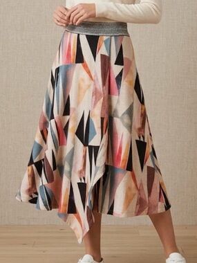 Anthropologie Vanessa Virginia Geometric Midi Skirt